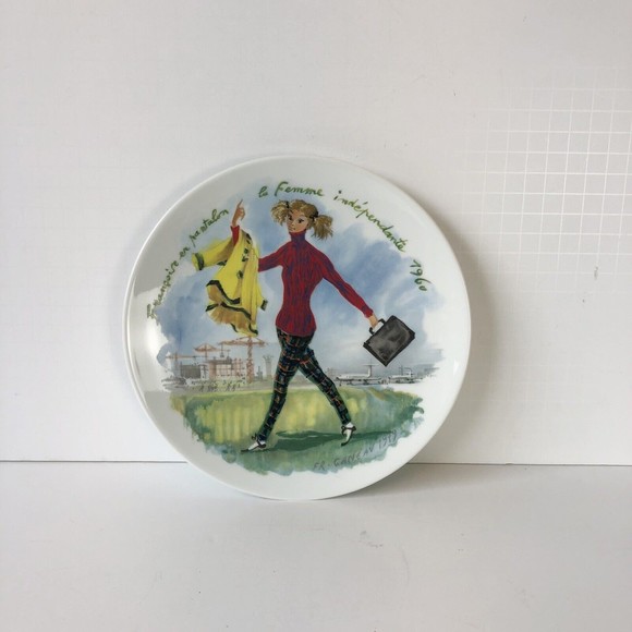 D&apos;Arceau Limoges Other - Vintage 1979 D'Arceau Limoges Collectors Plate “Francoise En Pantalon 1960”